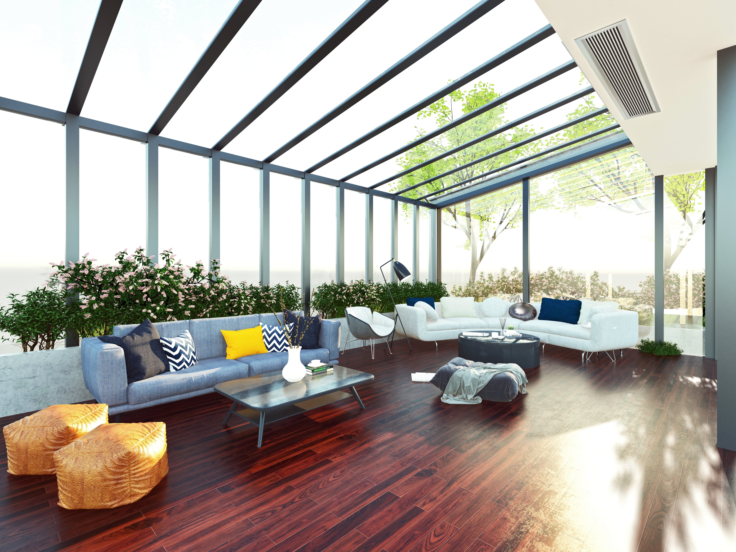 Vinyl Flooring In Glass Living Room