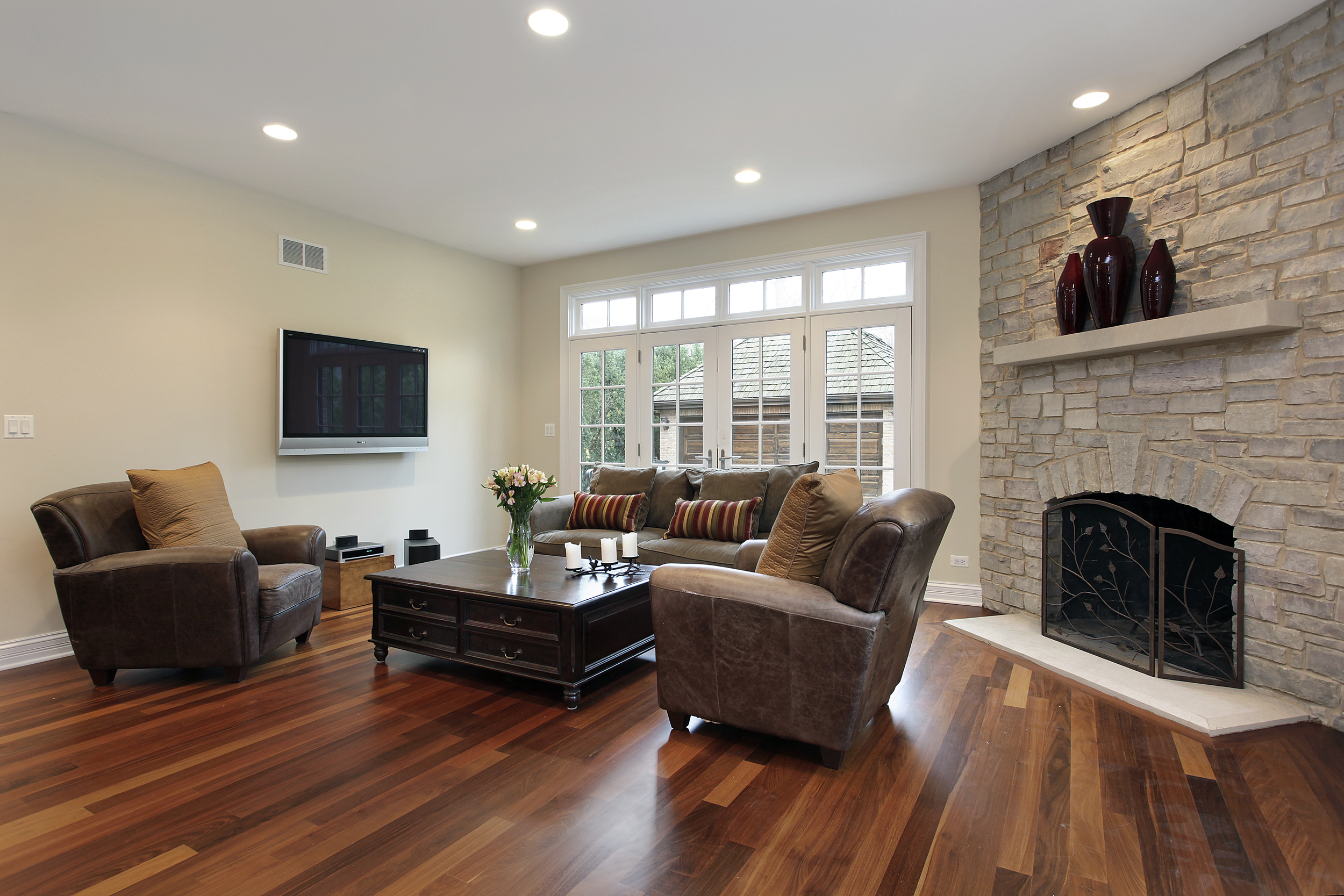 Wood Flooring With Sofa Set