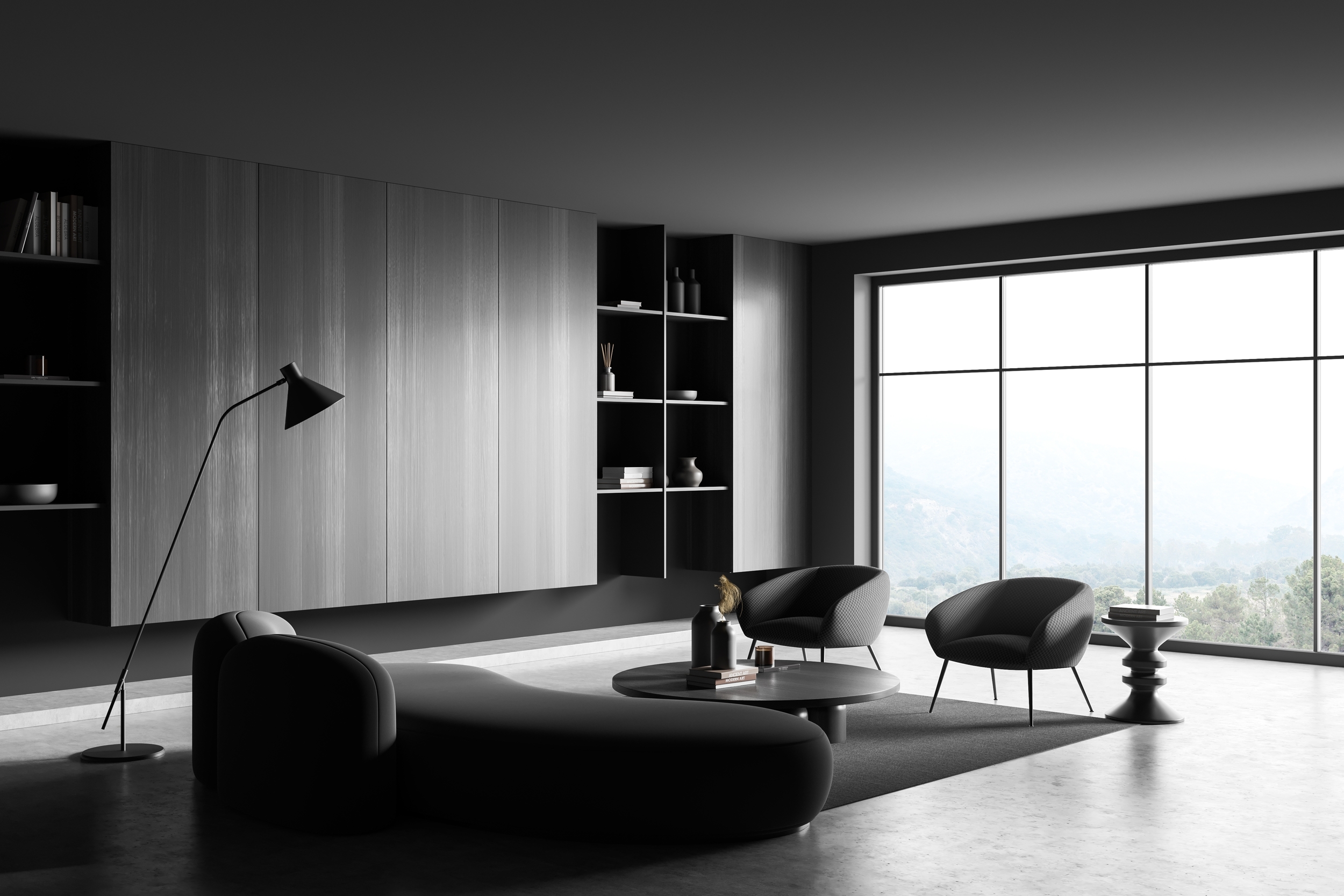 Cork Flooring With Blackout Furnitures